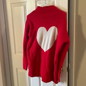 Cupcake and Cashmere Red heart Knit Sweater Soft Stretchy Women's Size S